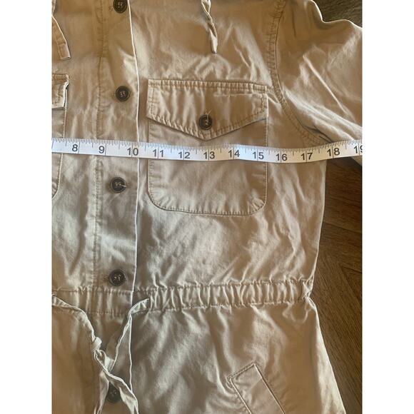 Love Tree Free People Canvas Cargo Coat Womens Small Cream Hooded Utility Jacket - Picture 10 of 14